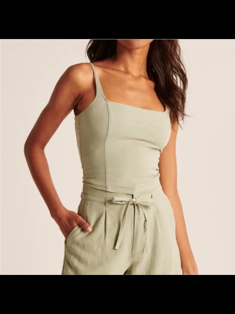 Abercrombie Linen Tank in Sage